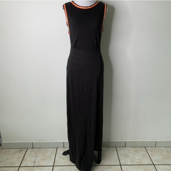 Free People Embroidered Black Sabrina Maxi Cut Out Dress Medium - Picture 9 of 16